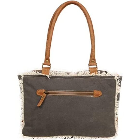 🆕 hobo aztec ivory leather top handle upcycled cowhide canvas crossbody NWT - Picture 4 of 7